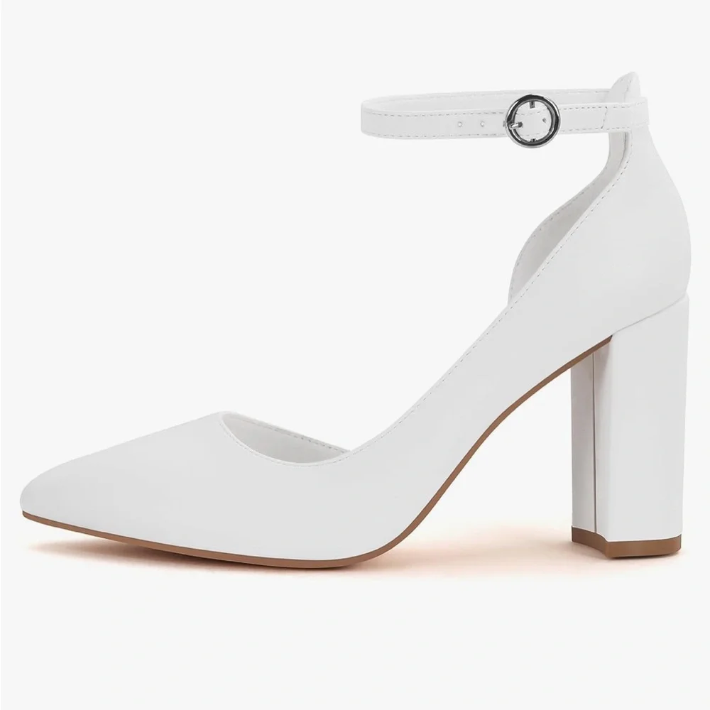 PARTY Women's 3.5 inch chunky heel ankle strap pumps size 8 - Picture 3 of 11